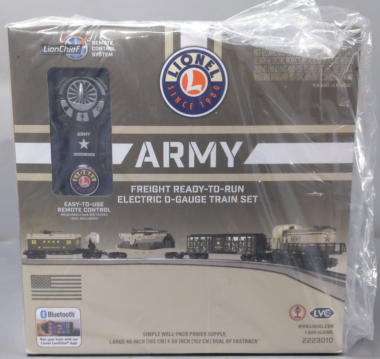 Lionel 2223010 O Gauge US Army LionChief Diesel Freight Starter Train Set
