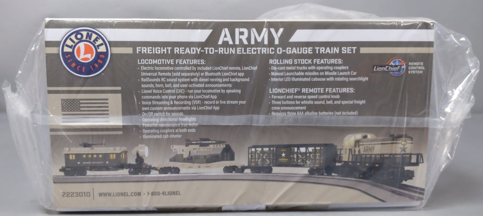 Lionel 2223010 O Gauge US Army LionChief Diesel Freight Starter Train Set