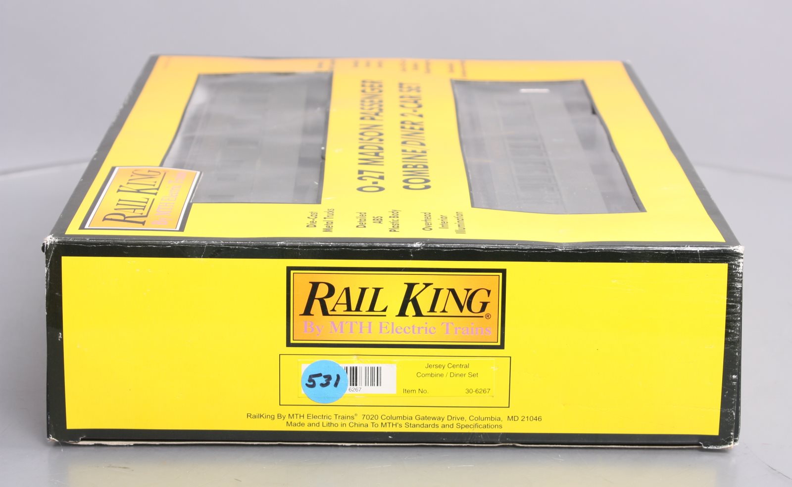 MTH 30-6267 O Gauge Jersey Central RailKing O-27 Madison Combo/Diner (Set of 2) NIB