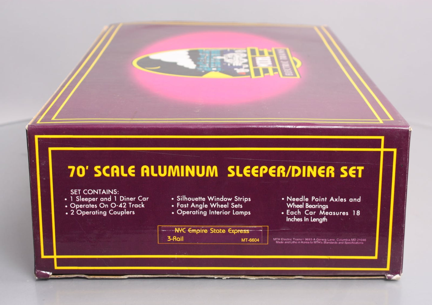MTH 20-6604 O NYC 70' Aluminum Sleeper/Diner Passenger Car Set (Set of 2) LN/Box
