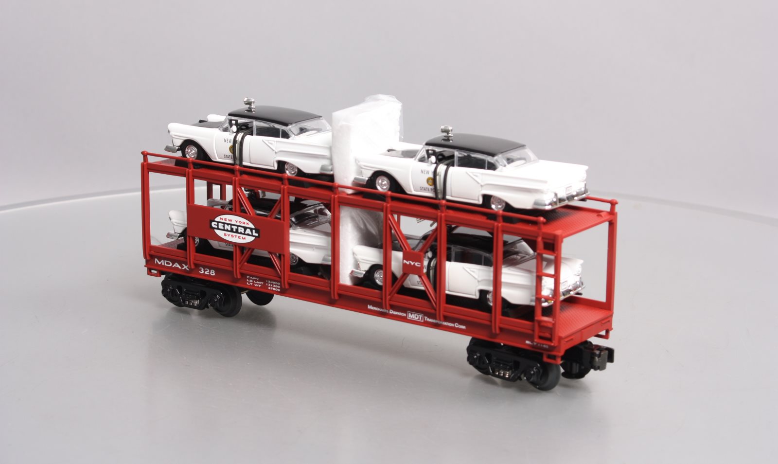 MTH 30-76069 O Gauge NYC Auto Carrier #328 w/NY Police Cars LN/Box