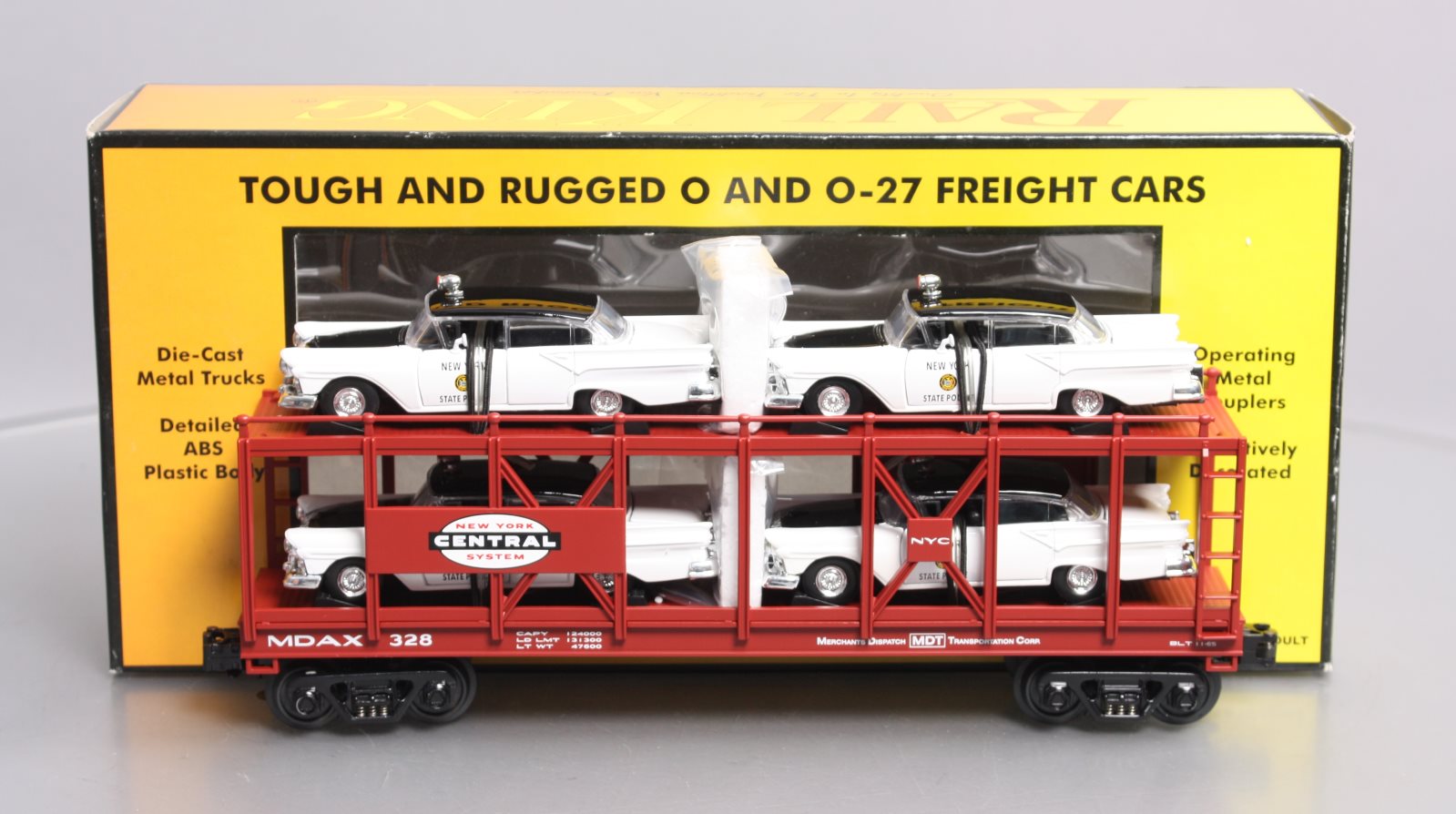 MTH 30-76069 O Gauge NYC Auto Carrier #328 w/NY Police Cars LN/Box