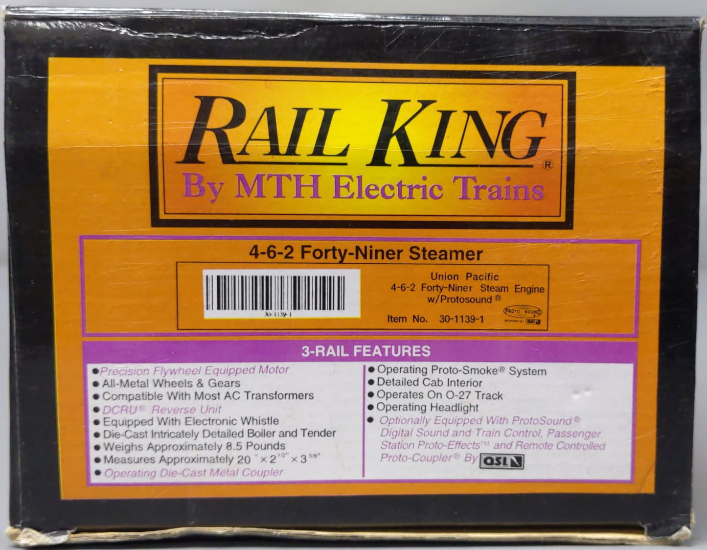 MTH 30-1139-1 O Union Pacific 4-6-2 Forty-Nine Steam Engine w/PS1 #2906 LN/Box