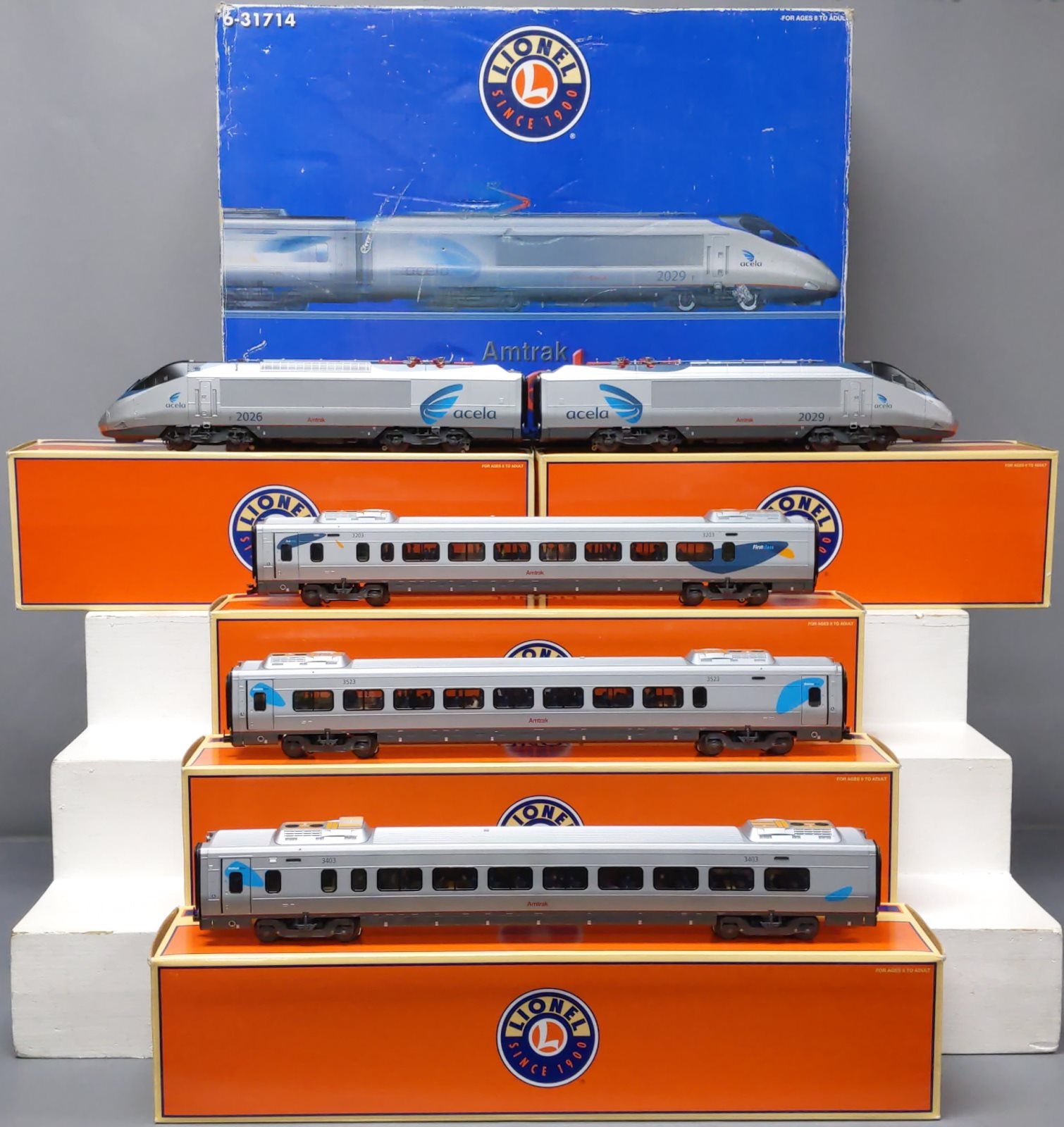 Lionel 6-31714 O Gauge Amtrak Acela Electric Train Set with Railsounds 5.0 LN/Box