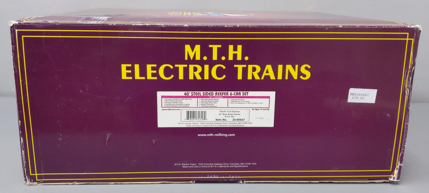 MTH 20-90647 O Pacific Fruit Express 40' Steel Sided Reefer 6-Car Set NIB