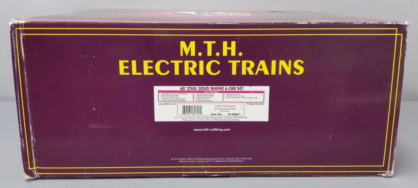 MTH 20-90647 O Pacific Fruit Express 40' Steel Sided Reefer 6-Car Set NIB