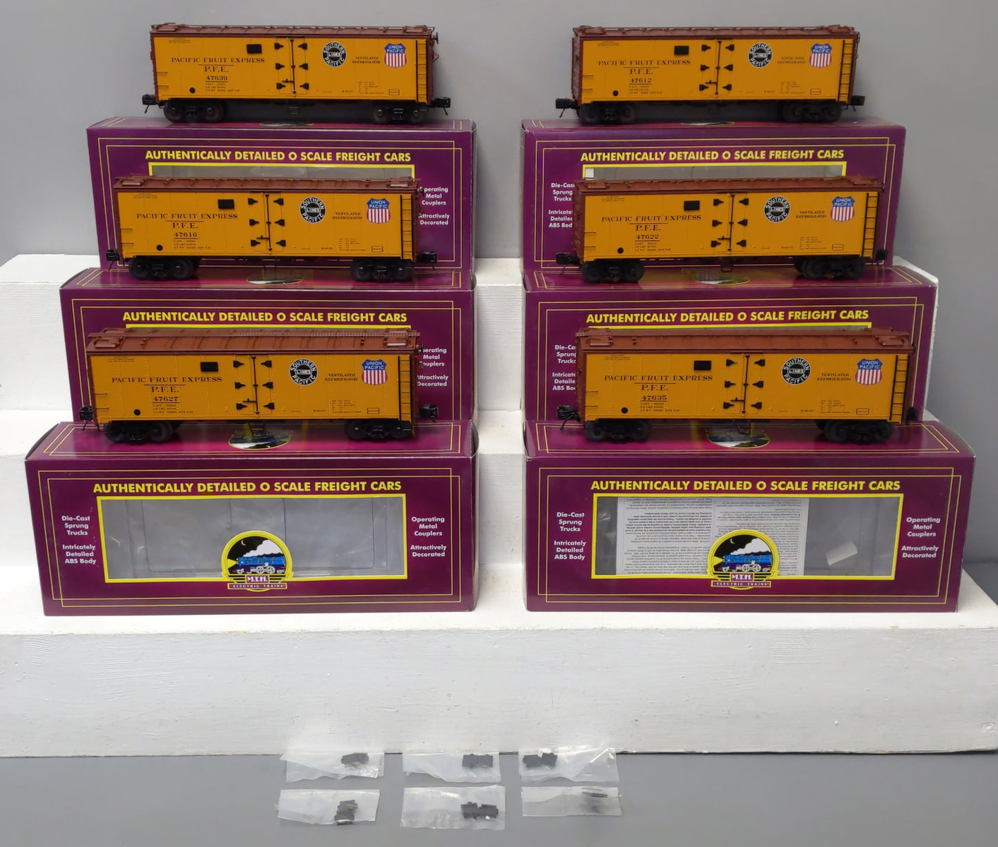 MTH 20-90647 O Pacific Fruit Express 40' Steel Sided Reefer 6-Car Set NIB