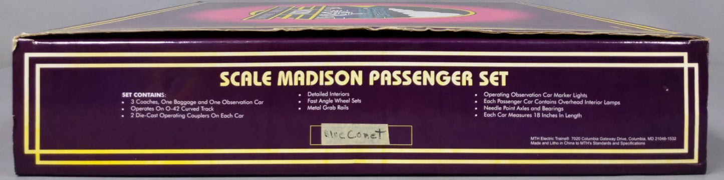 MTH 20-4021 O Gauge Jersey Central 70' Madison Passenger Car Set (Set of 5) EX/Box