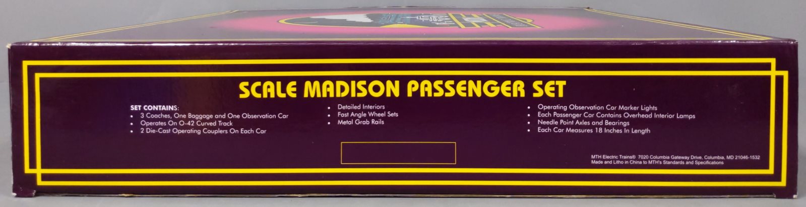 MTH 20-4021 O Gauge Jersey Central 70' Madison Passenger Car Set (Set of 5) EX/Box