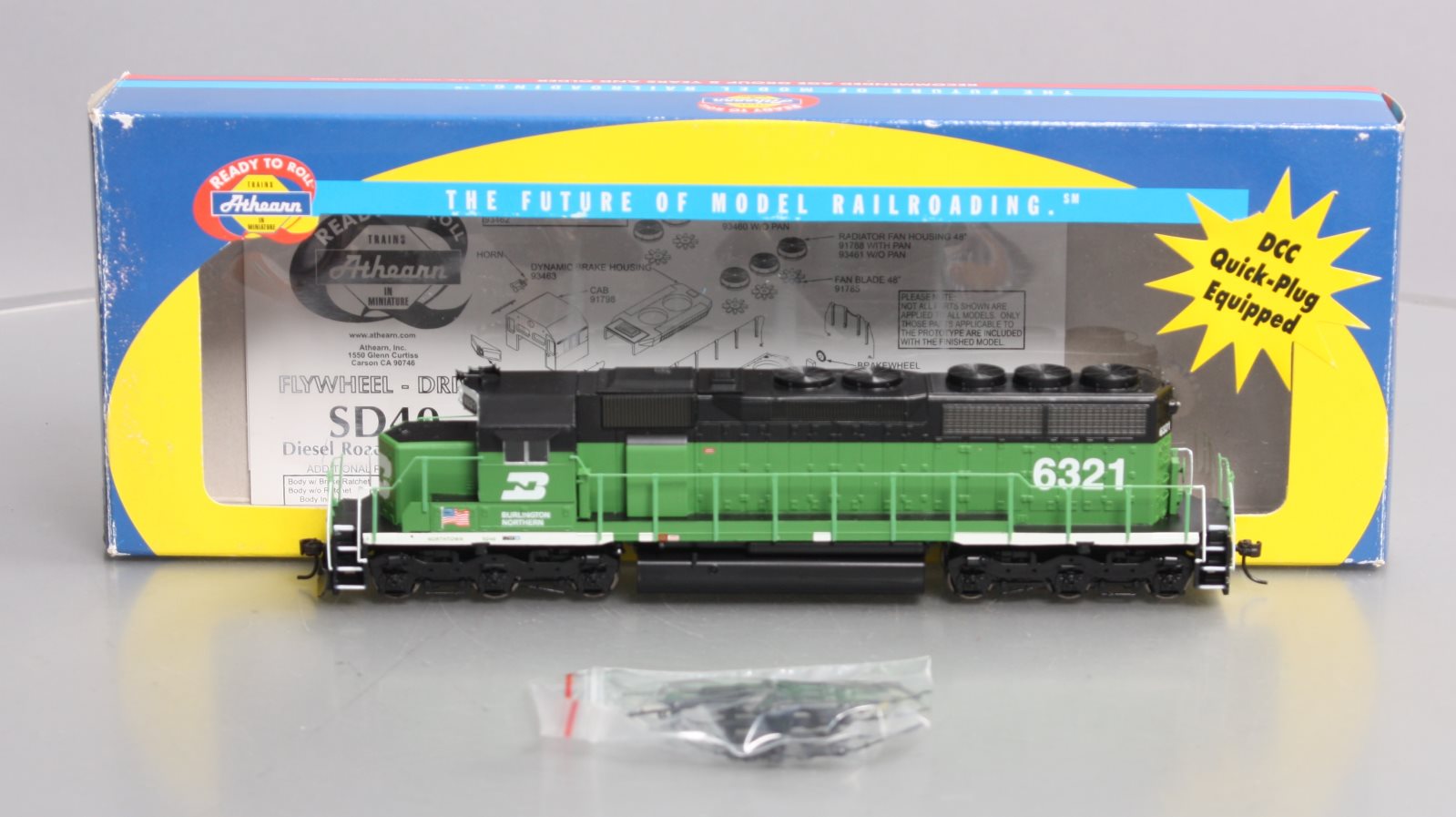 Athearn 93544 HO Burlington Northern SD40 Diesel Locomotive #6321 LN/Box