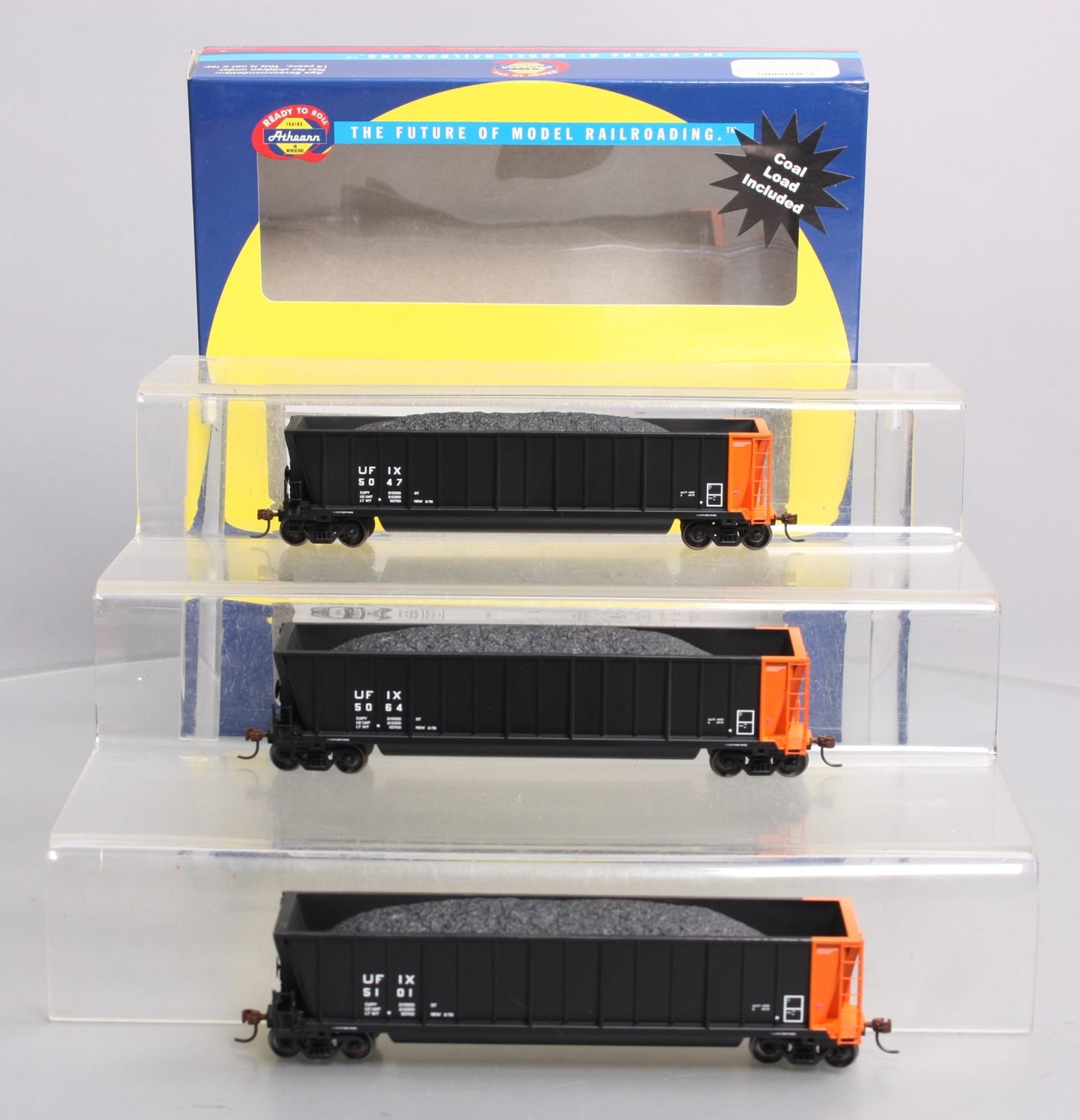 Athearn 97522 HO UFIX RTR Bathtub Gondola w/Coal Load Set of 3