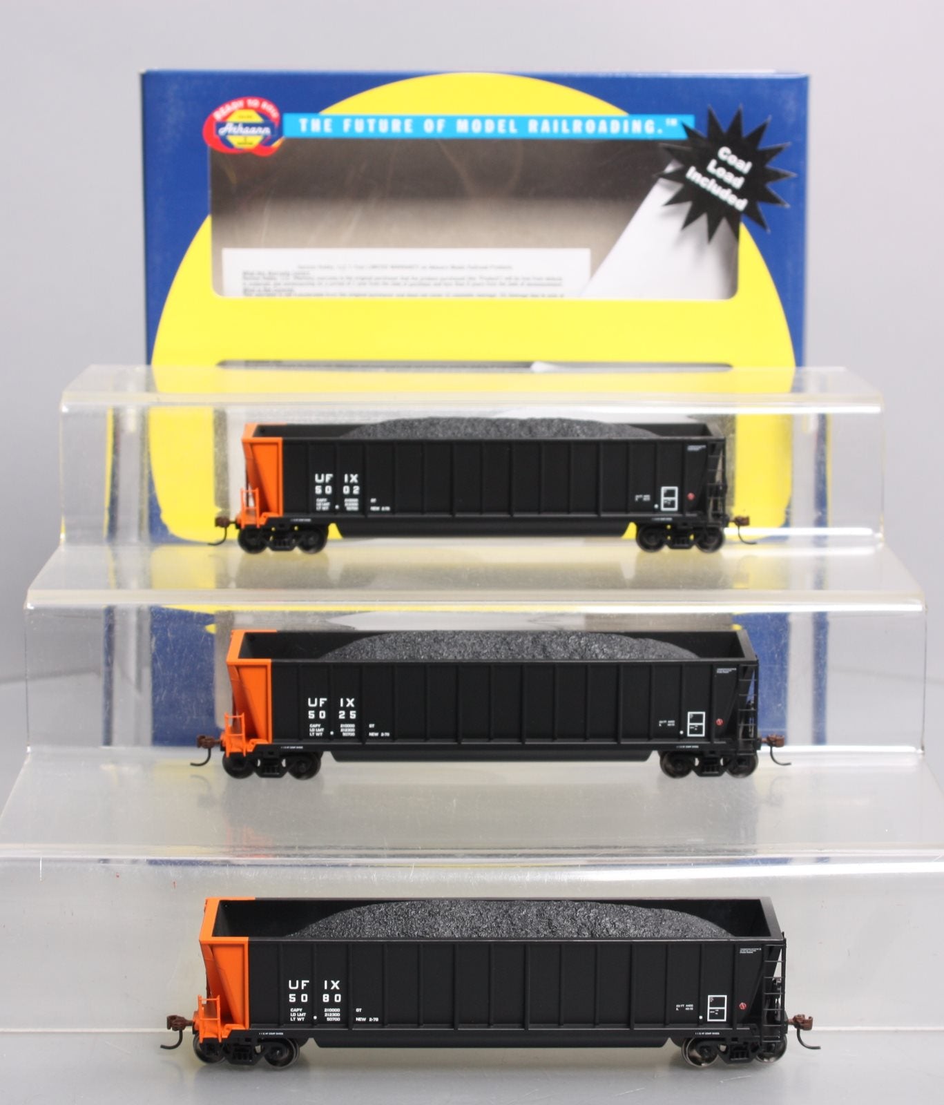 Athearn 97520 HO UFIX RTR Bathtub Gondola w/Coal Load Set of 3