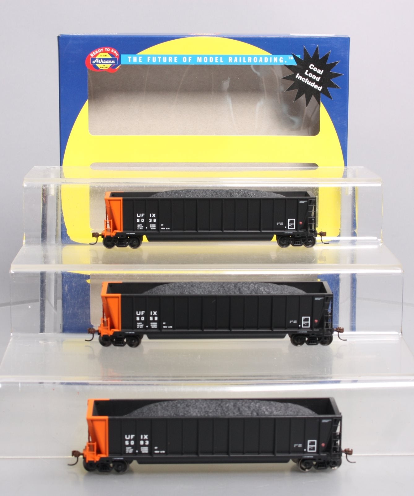 Athearn 97521 HO UFIX RTR Bathtub Gondola w/Coal Load Set of 3