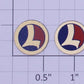 Lionel LNL-1732B 17/32" Circle "L" Red / Blue Brass Adhesive Logos (Set of 2)