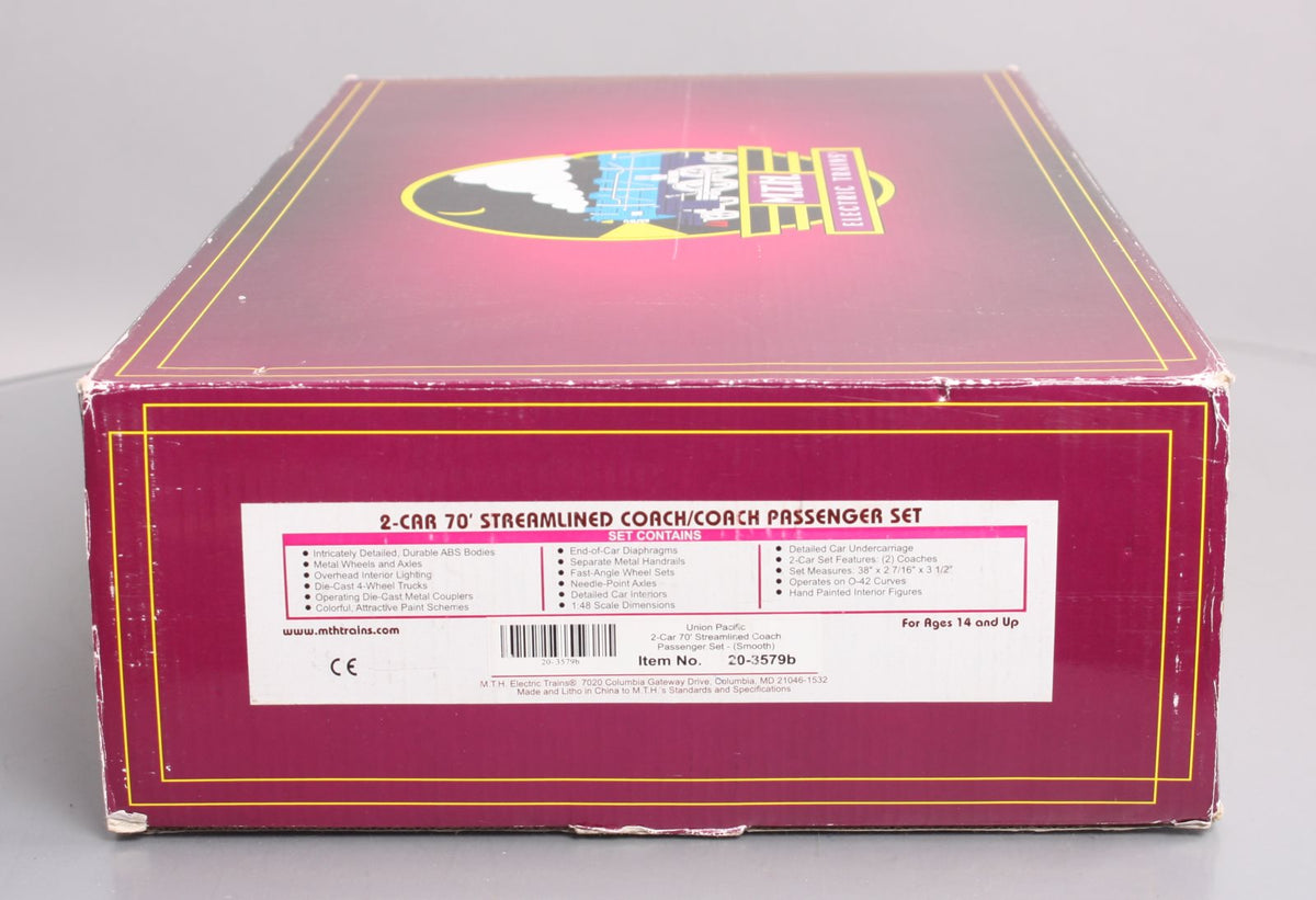 MTH 20-3579B O Union Pacific 70' Streamlined Coach Passenger Set (Set of 2) LN/Box