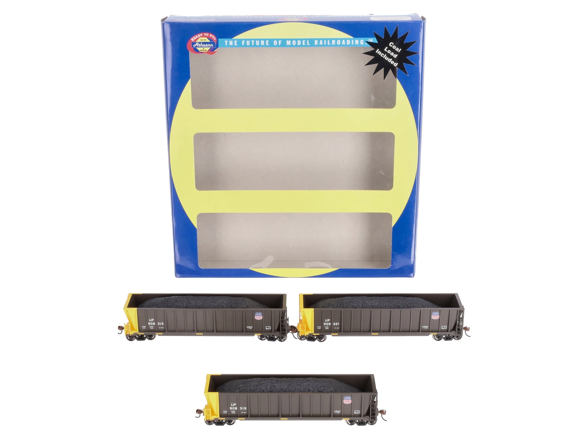 Athearn 97546 HO Union Pacific Bathtub Gondola w/Coal Load (3)