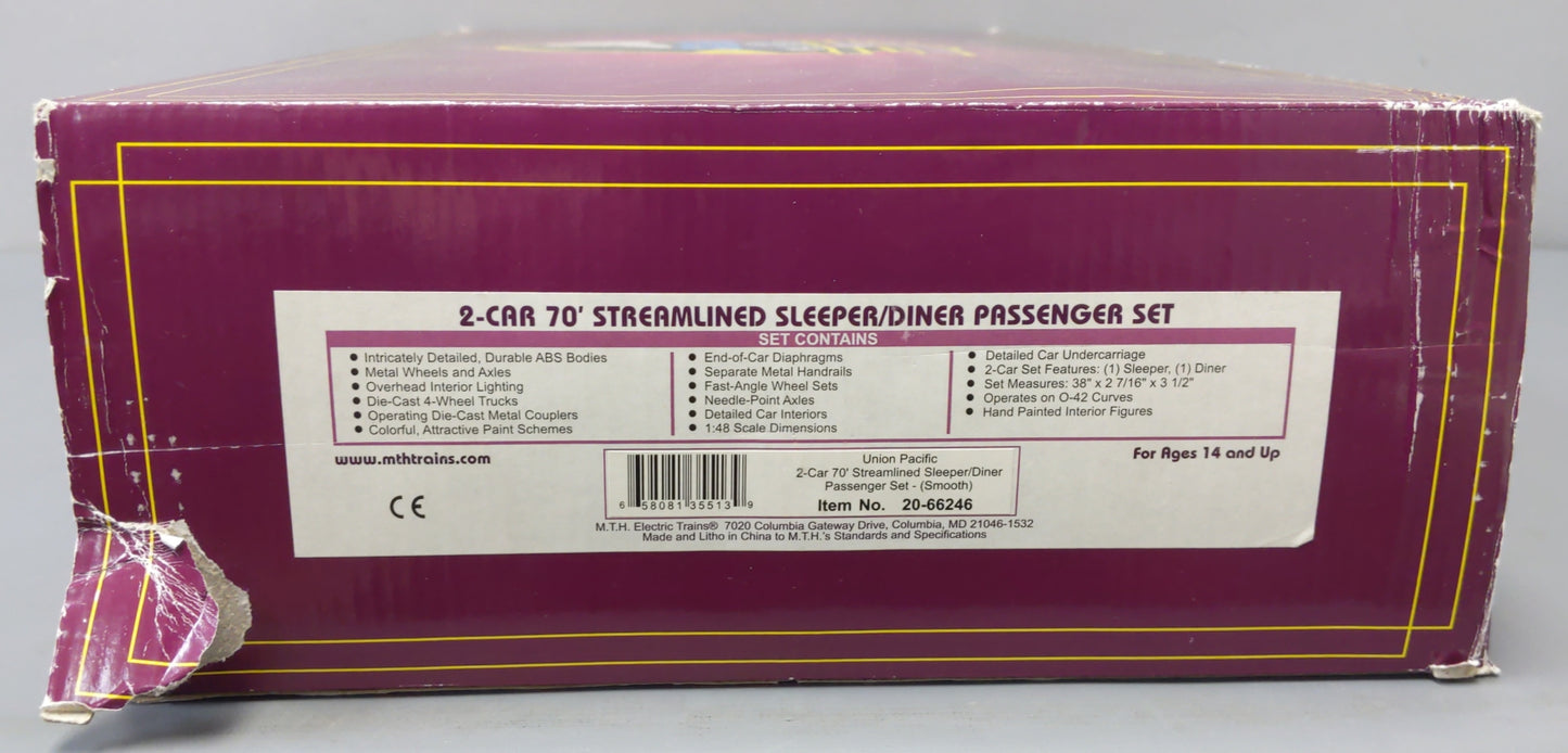 MTH 20-66246 O Union Pacific 70' ABS Slpr/Diner Passenger Car Set (Set of 2)