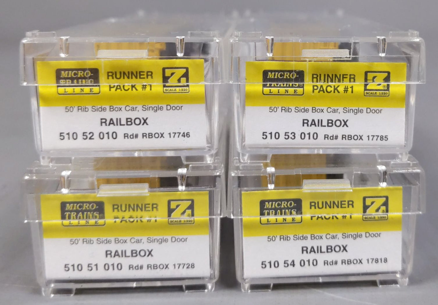 Micro-Trains 99400001 Z Scale Railbox Boxcar Runner Pack (Pack of 4)
