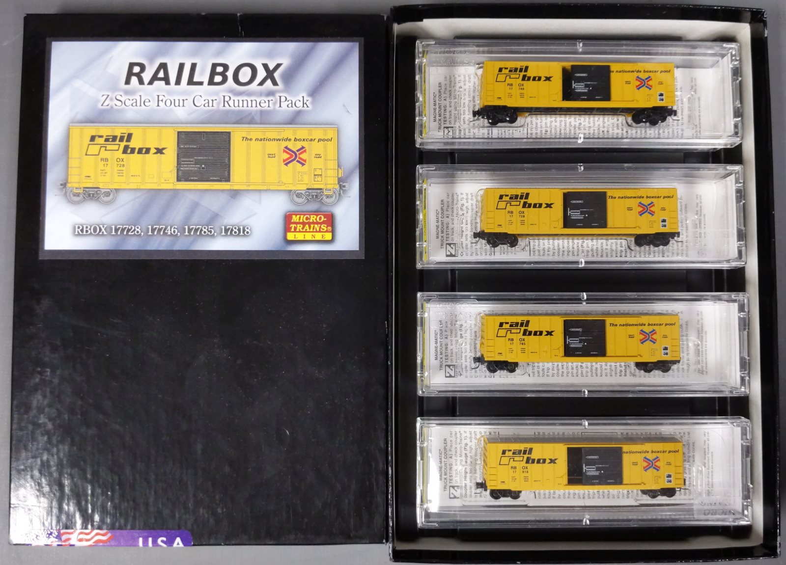 Micro-Trains 99400001 Z Scale Railbox Boxcar Runner Pack (Pack of 4)