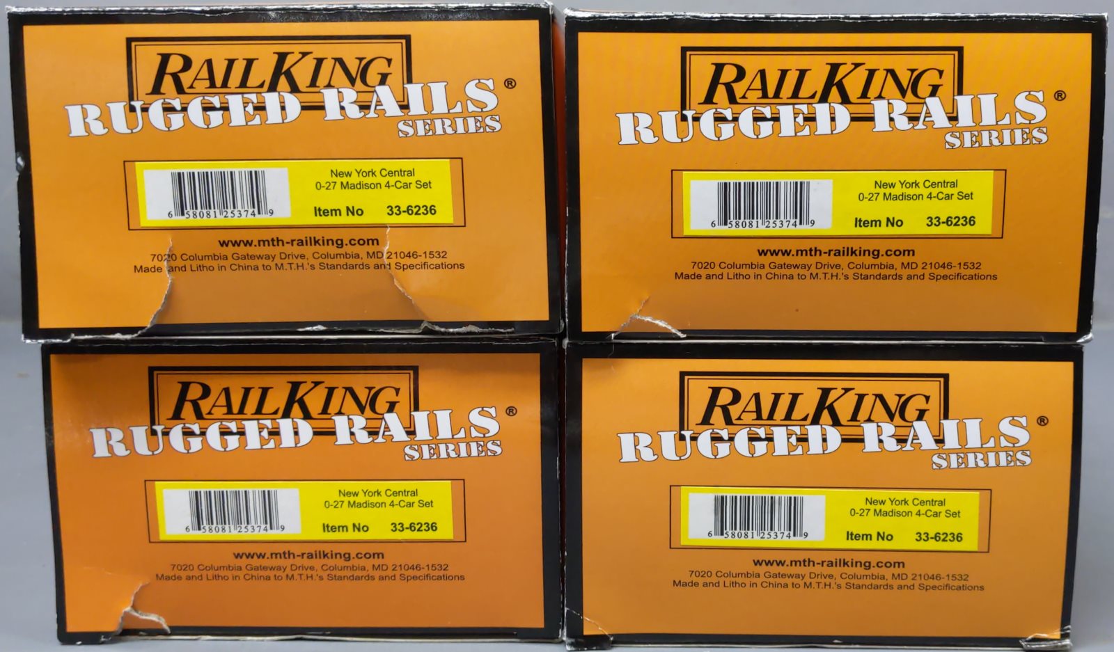 MTH 33-6236 O Gauge NYC Rugged Rails Madison Passenger Cars (Set of 4)