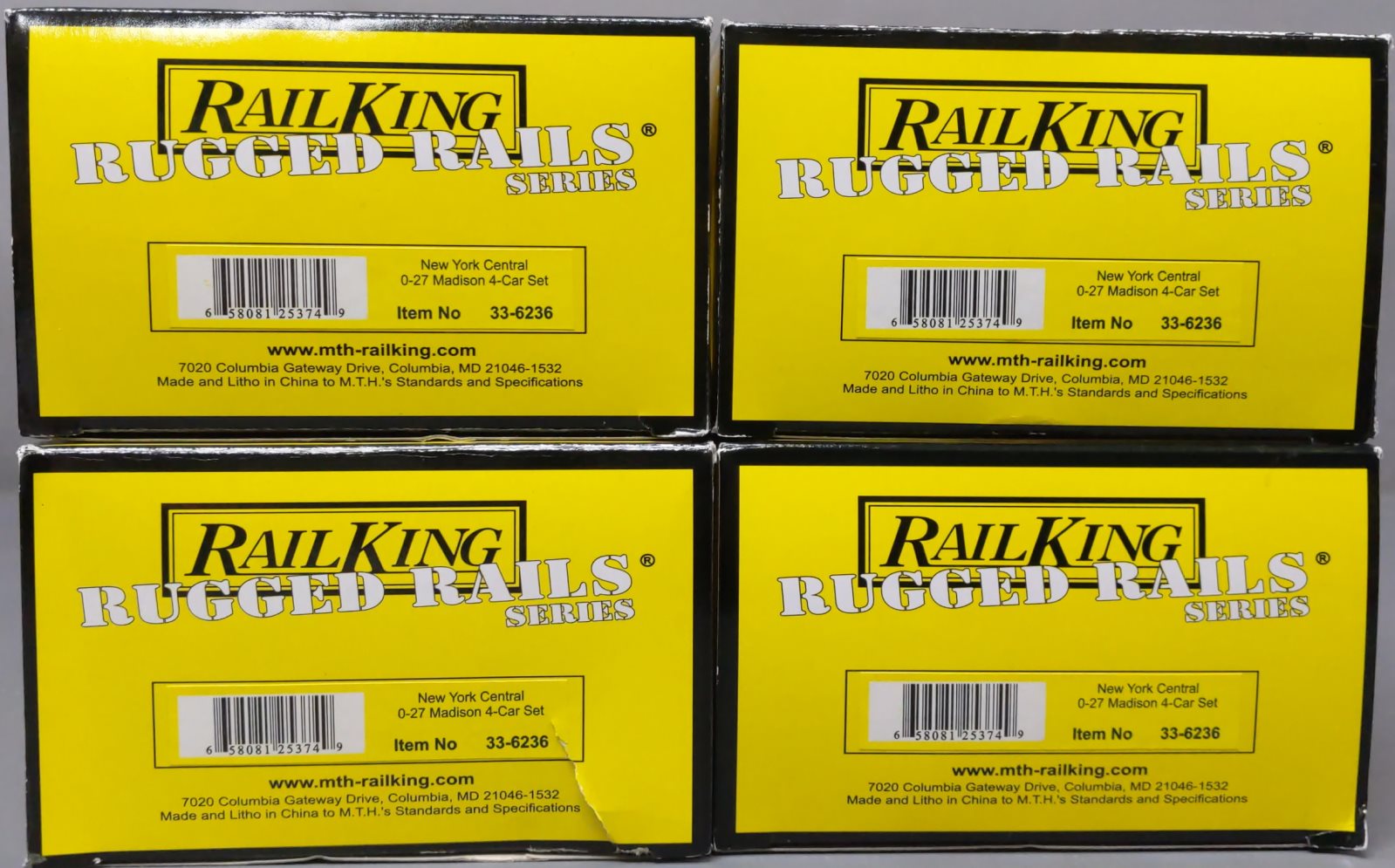 MTH 33-6236 O Gauge NYC Rugged Rails Madison Passenger Cars (Set of 4)