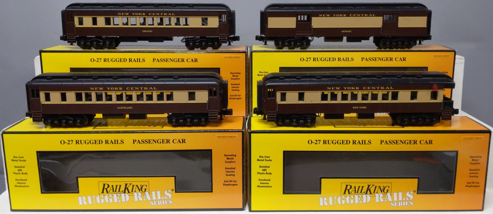 MTH 33-6236 O Gauge NYC Rugged Rails Madison Passenger Cars (Set of 4)