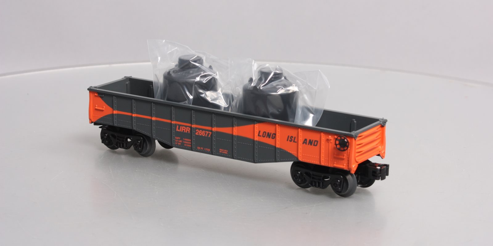 Lionel 6-26677 O Long Island RR Gondola w/ Canisters LN
