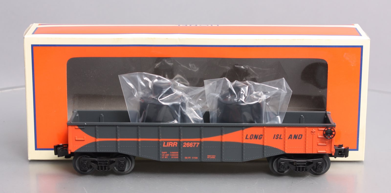 Lionel 6-26677 O Long Island RR Gondola w/ Canisters