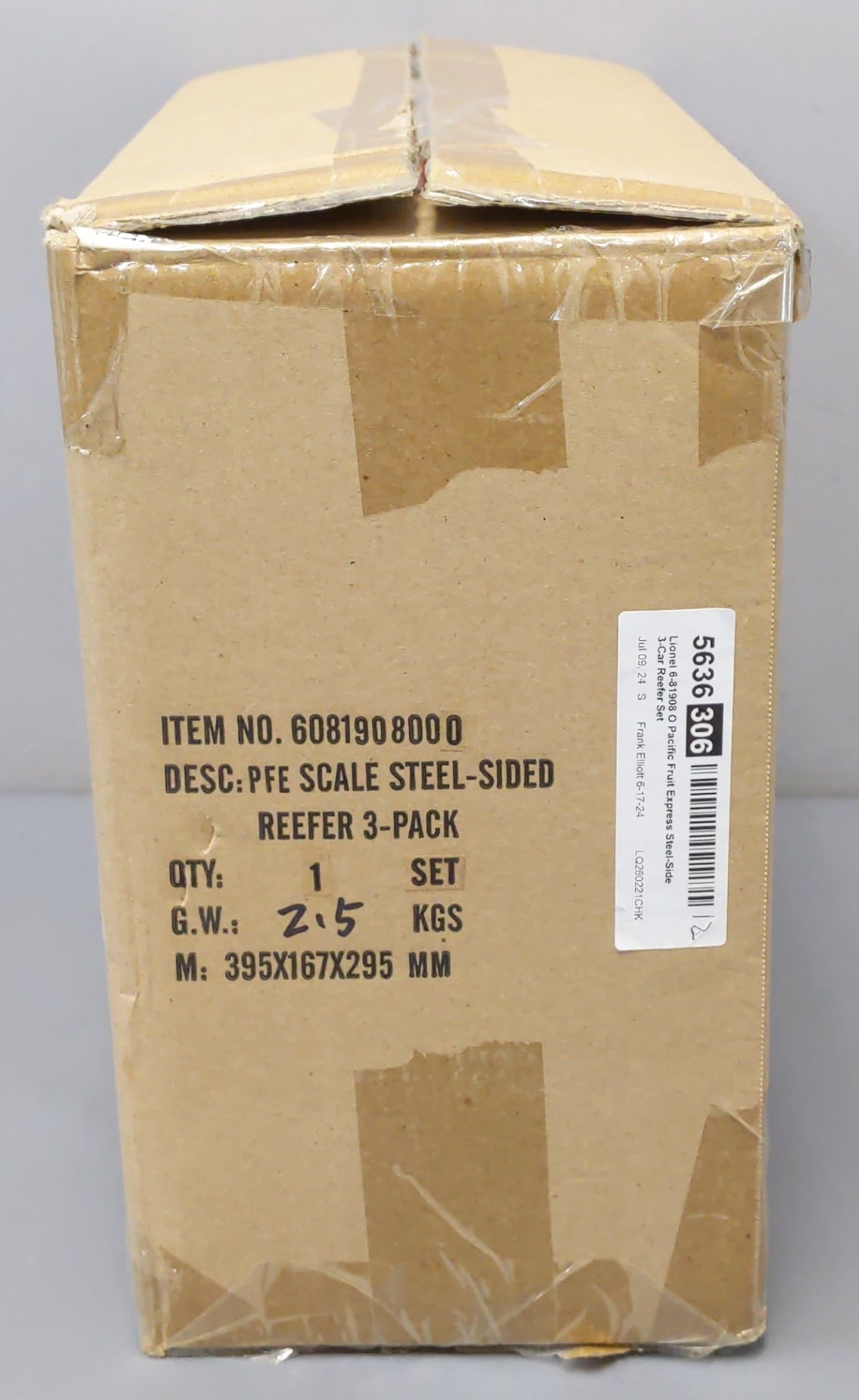 Lionel 6-81908 O Pacific Fruit Express Steel-Side 3-Car Reefer Set