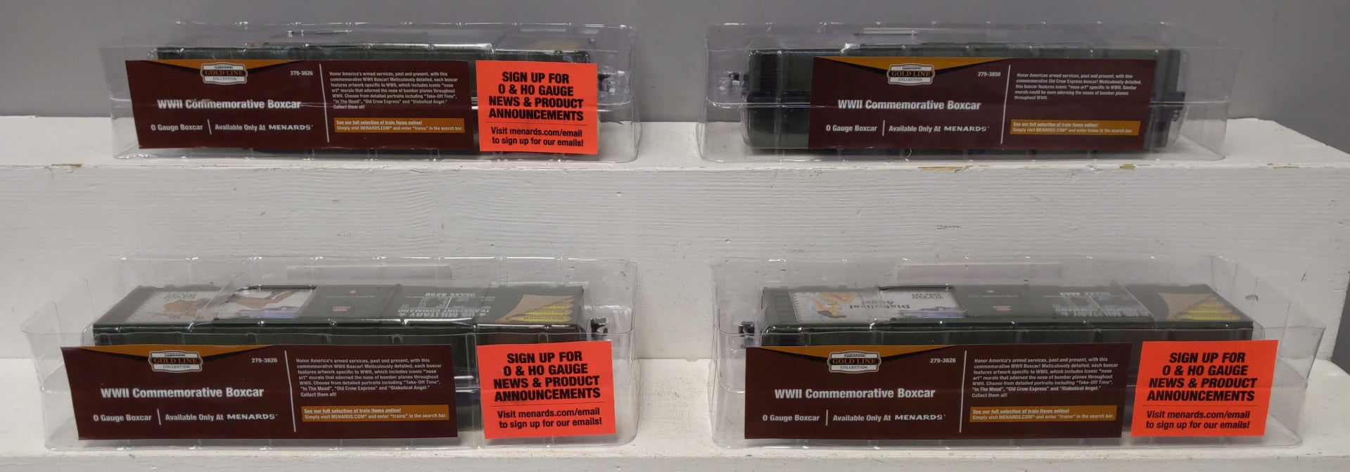 Menards 279-3626 O Gauge Commemorative Military Boxcar (Set of 4)