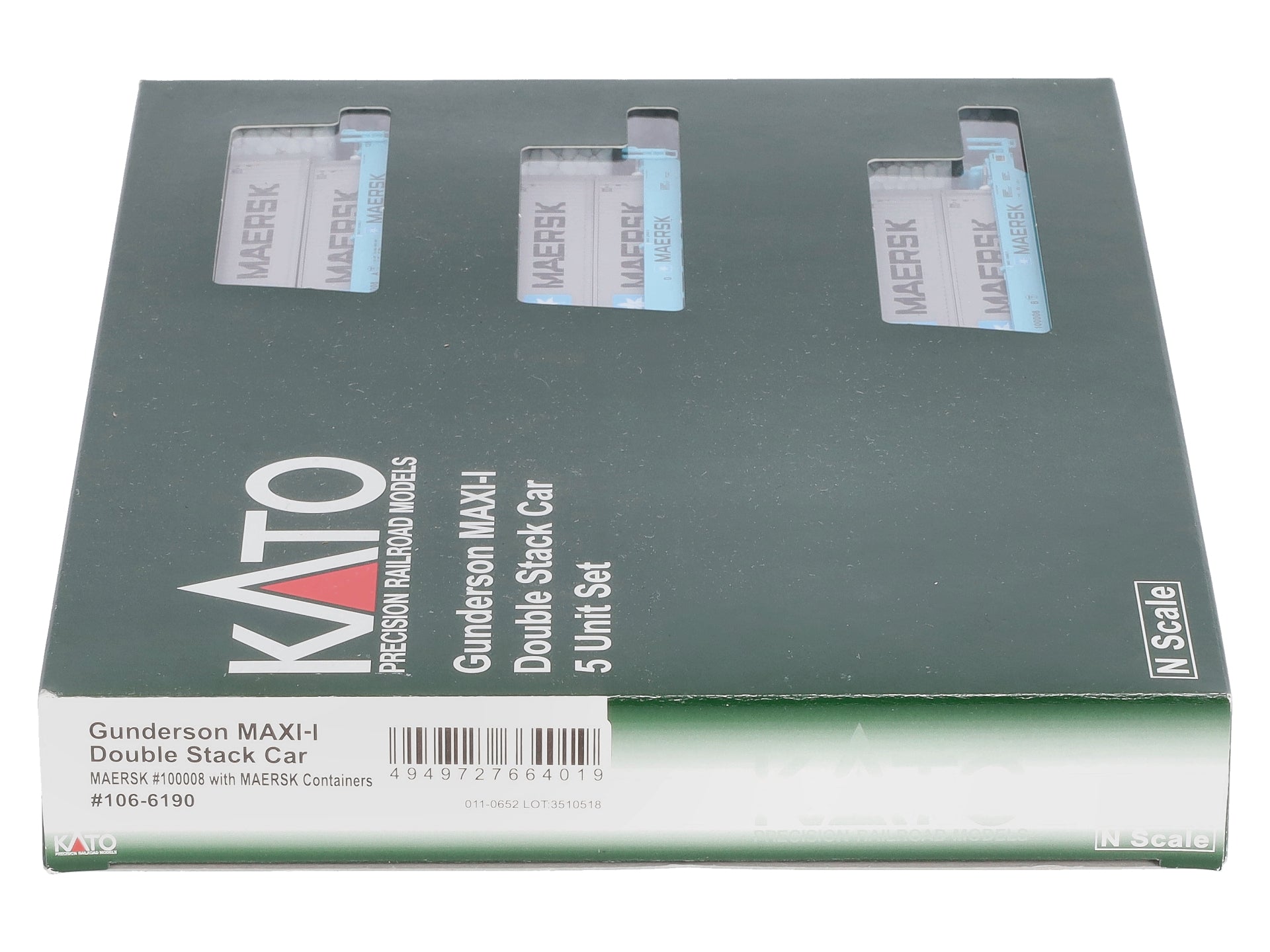 Kato 106-6190 N Maersk Gunderson Maxi-I 5-Unit Double-Stack Well Car #100008