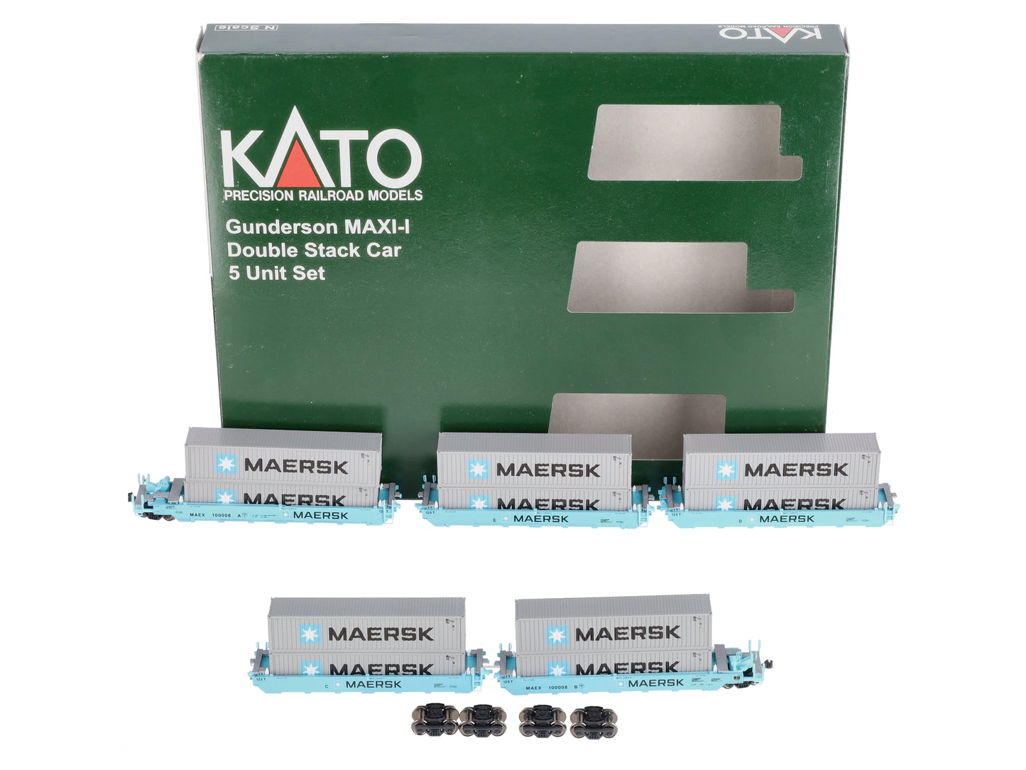 Kato 106-6190 N Maersk Gunderson Maxi-I 5-Unit Double-Stack Well Car #100008