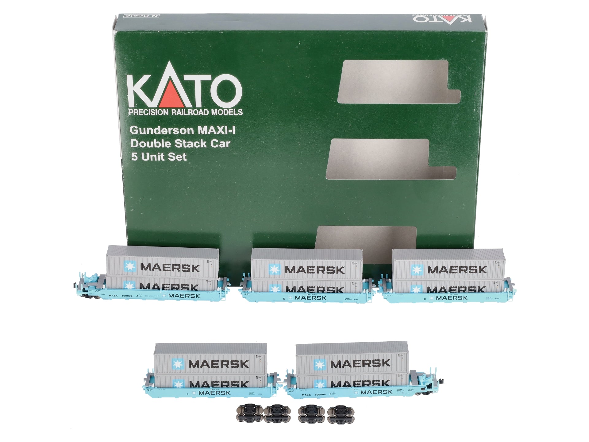 Kato 106-6190 N Maersk Gunderson Maxi-I 5-Unit Double-Stack Well Car #100008