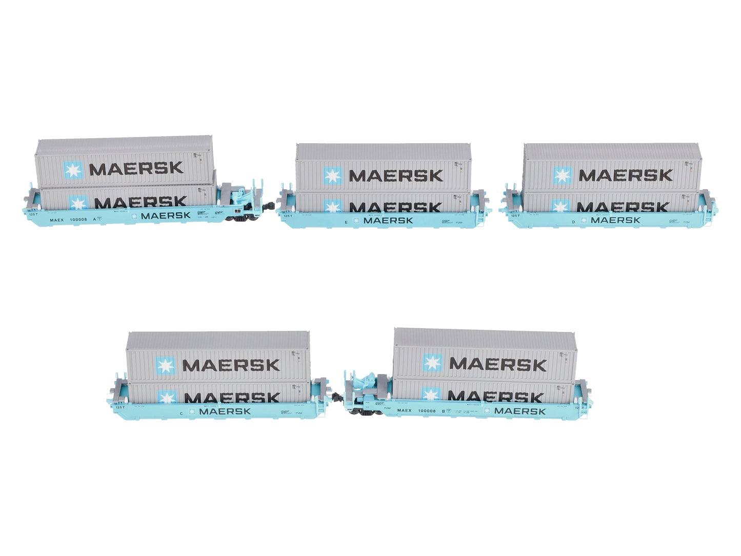 Kato 106-6190 N Maersk Gunderson Maxi-I 5-Unit Double-Stack Well Car #100008