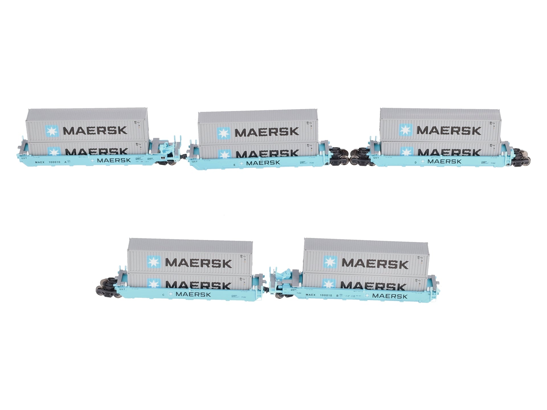 Kato 106-6191 N Maersk Gunderson Maxi-I 5-Unit Double-Stack Well Car #100010