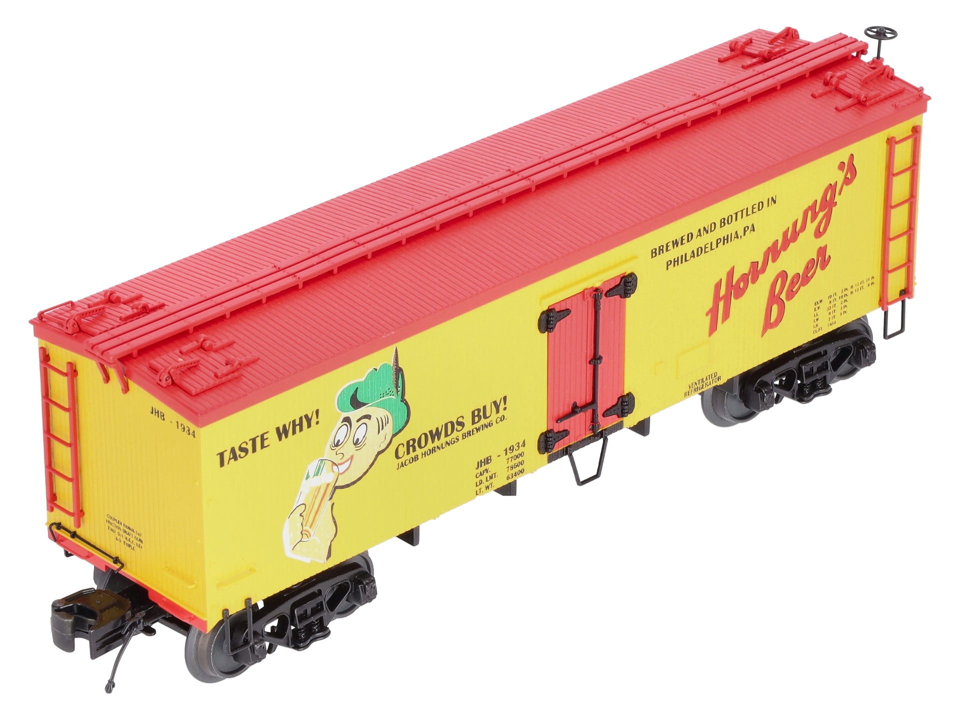 MTH 20-5636E O Gauge Hornung's Beer 36' Woodsided Reefer EX/Box