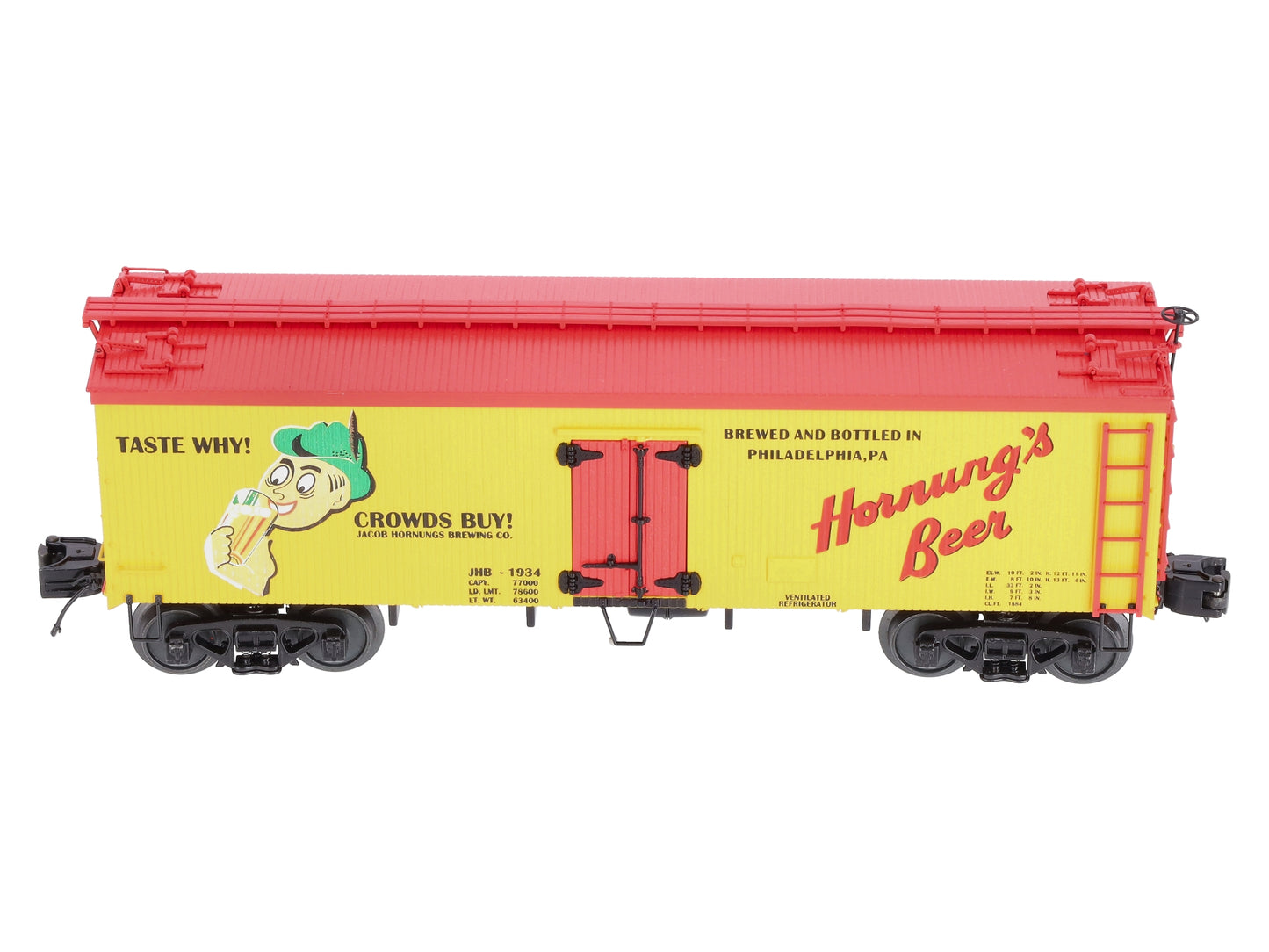 MTH 20-5636E O Gauge Hornung's Beer 36' Woodsided Reefer EX/Box