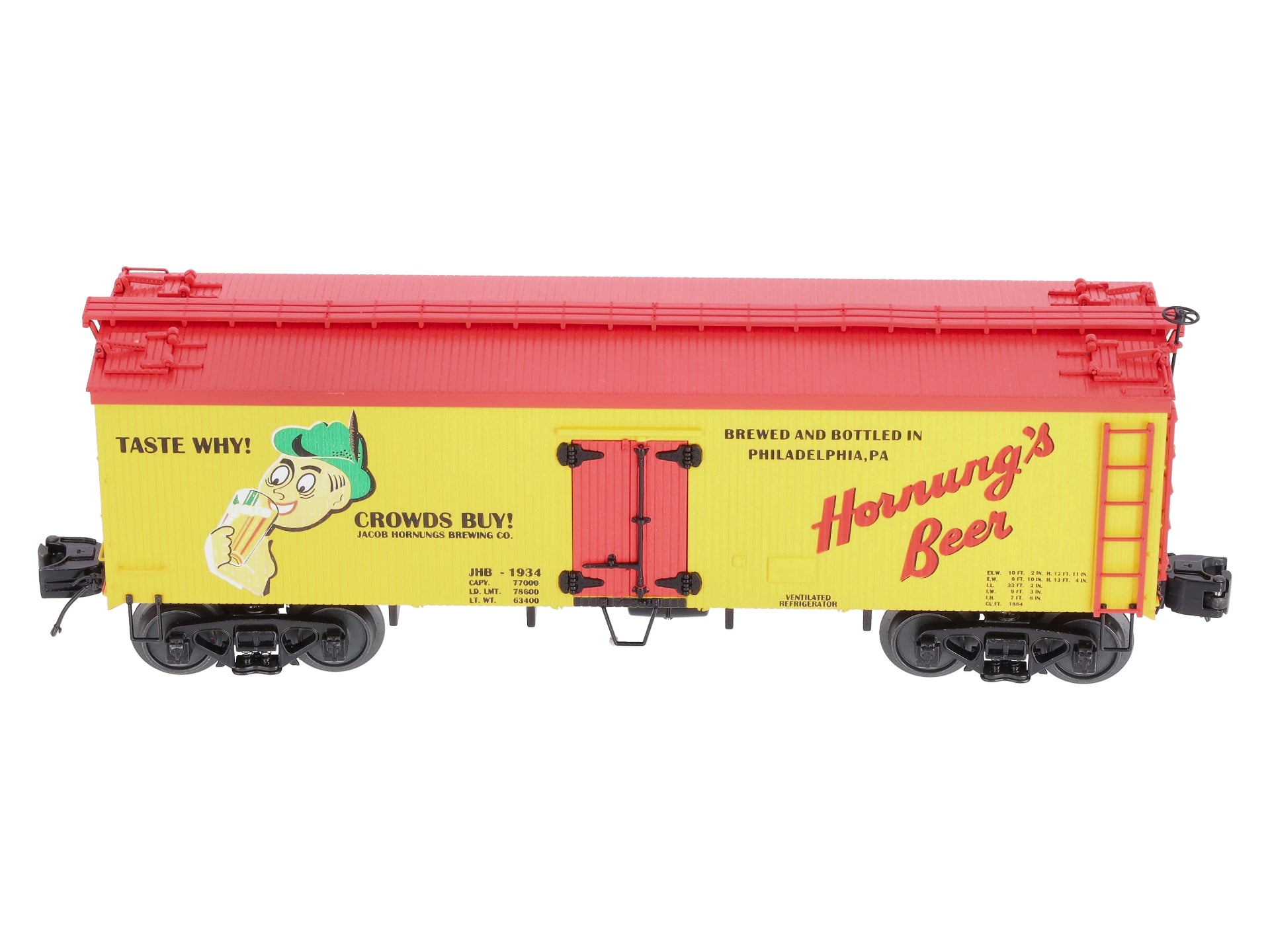 MTH 20-5636E O Gauge Hornung's Beer 36' Woodsided Reefer EX/Box