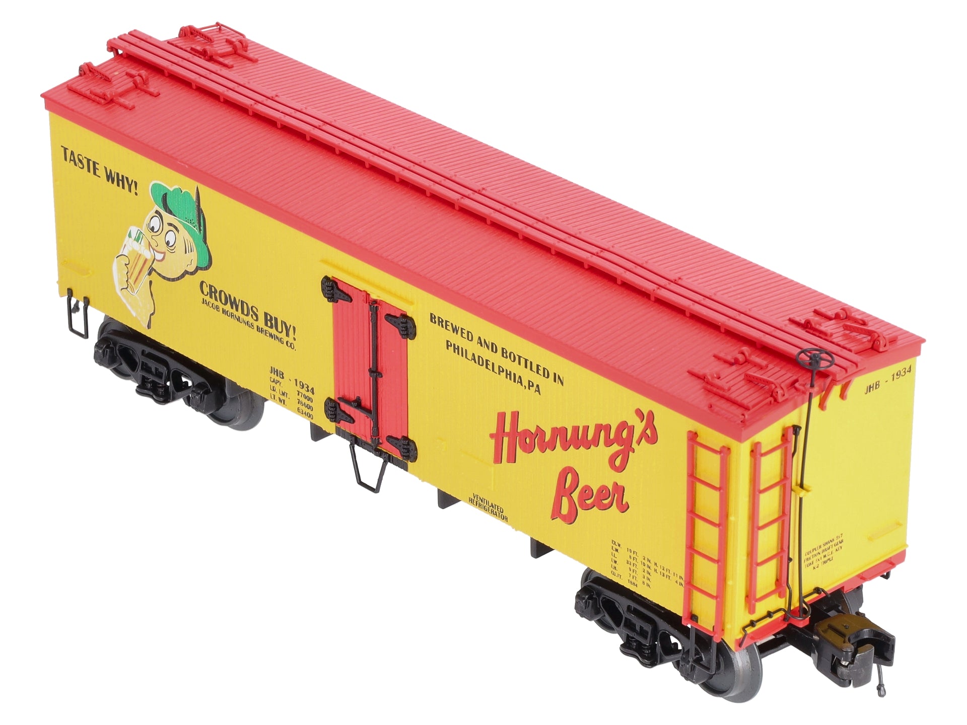 MTH 20-5636E O Gauge Hornung's Beer 36' Woodsided Reefer EX/Box