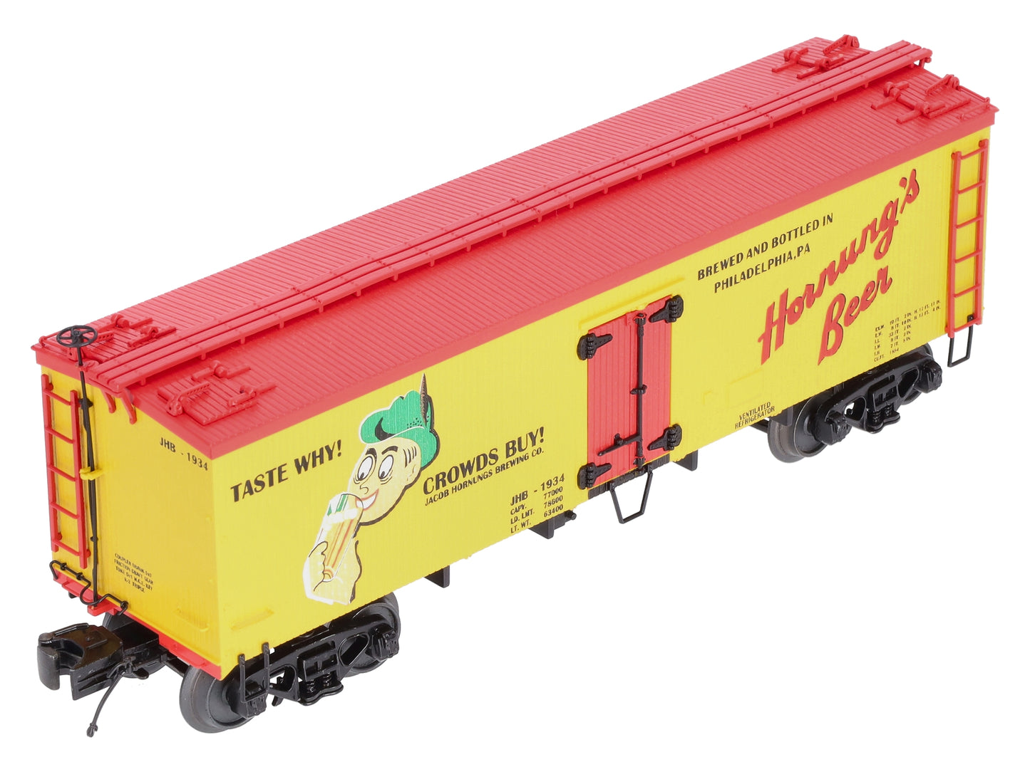 MTH 20-5636E O Gauge Hornung's Beer 36' Woodsided Reefer EX/Box