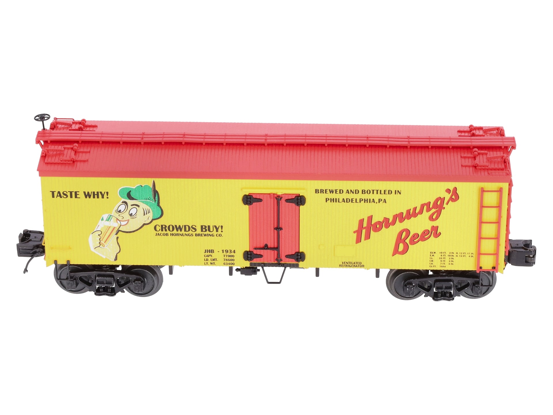 MTH 20-5636E O Gauge Hornung's Beer 36' Woodsided Reefer EX/Box