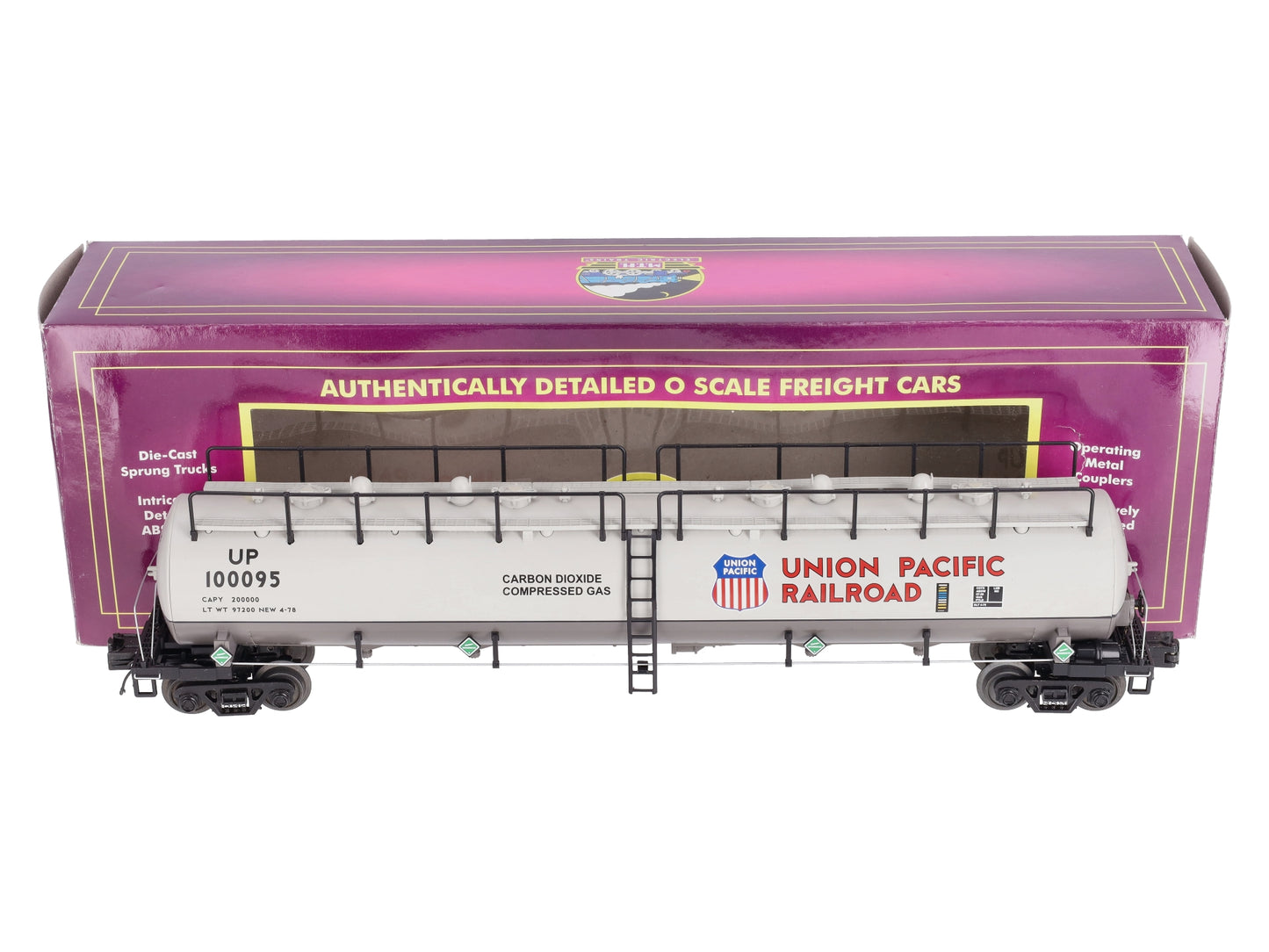 MTH 20-96205 O Gauge Union Pacific 20K Gallon 4-Compartment Tank Car #100095