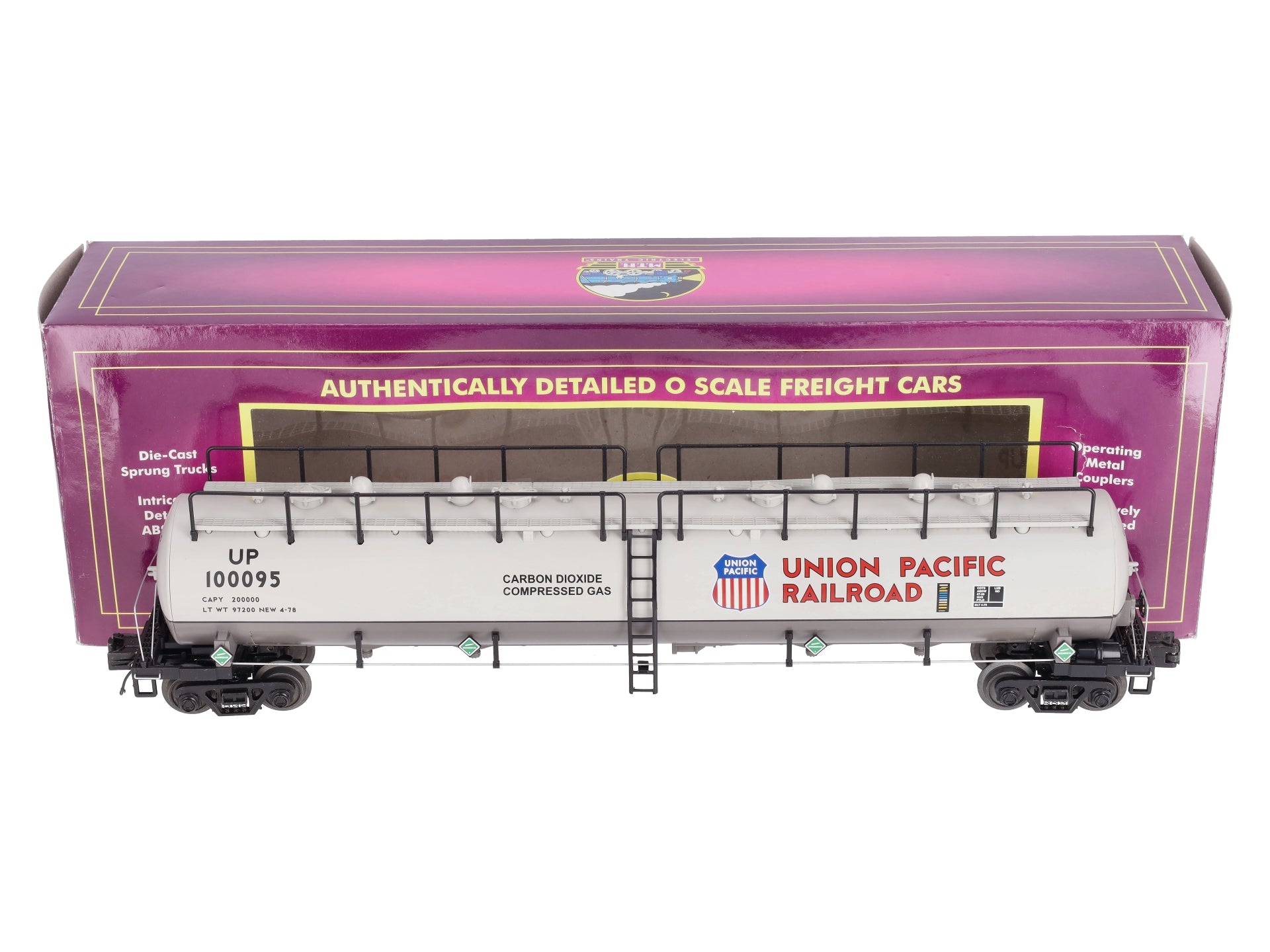 MTH 20-96205 O Gauge Union Pacific 20K Gallon 4-Compartment Tank Car #100095