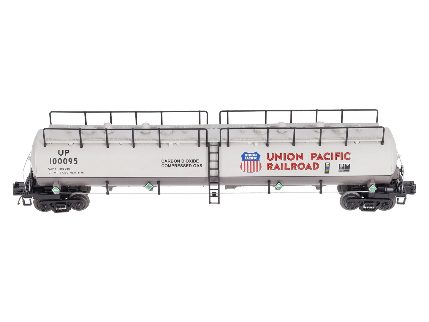 MTH 20-96205 O Gauge Union Pacific 20K Gallon 4-Compartment Tank Car #100095