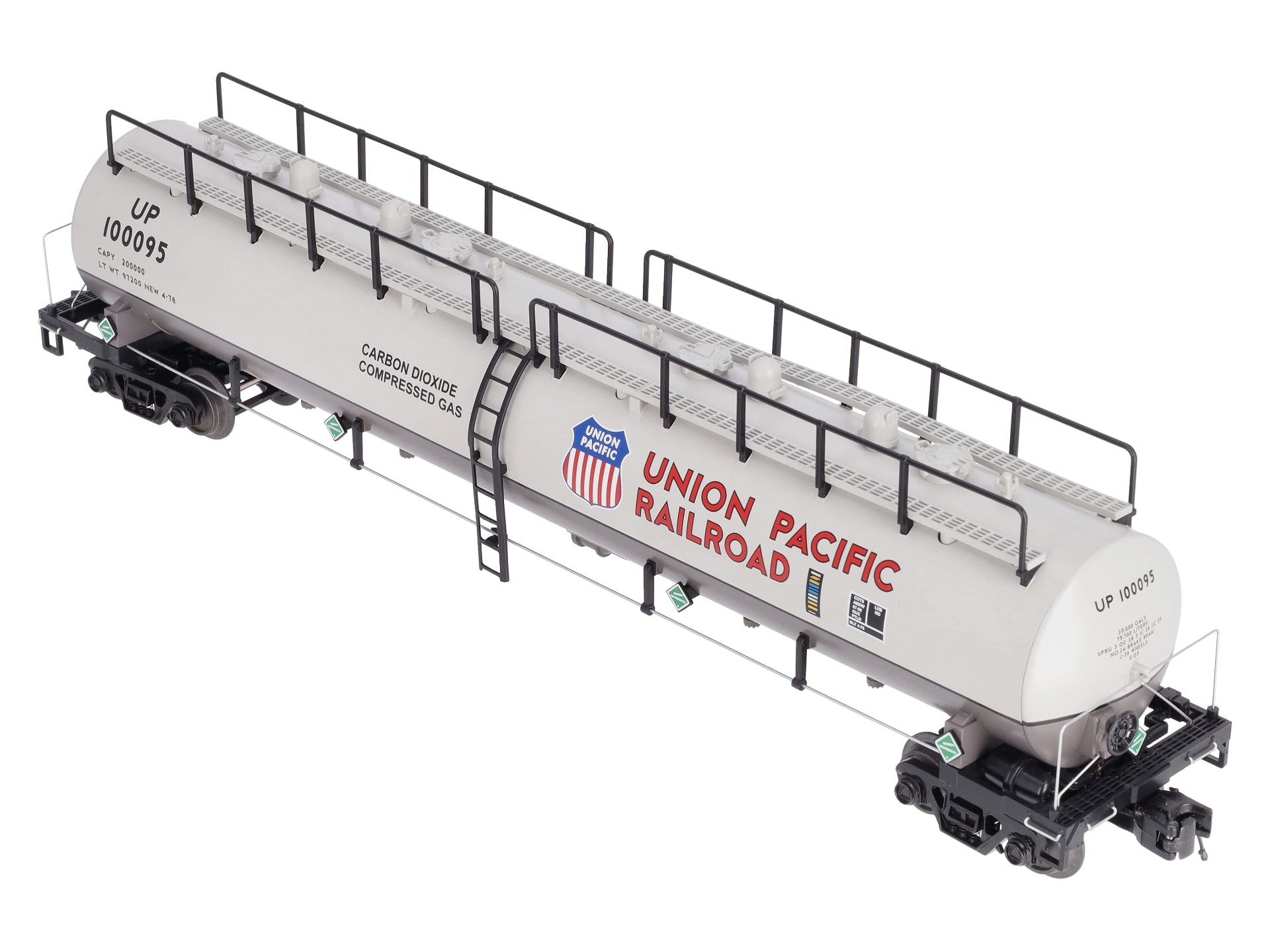 MTH 20-96205 O Gauge Union Pacific 20K Gallon 4-Compartment Tank Car #100095