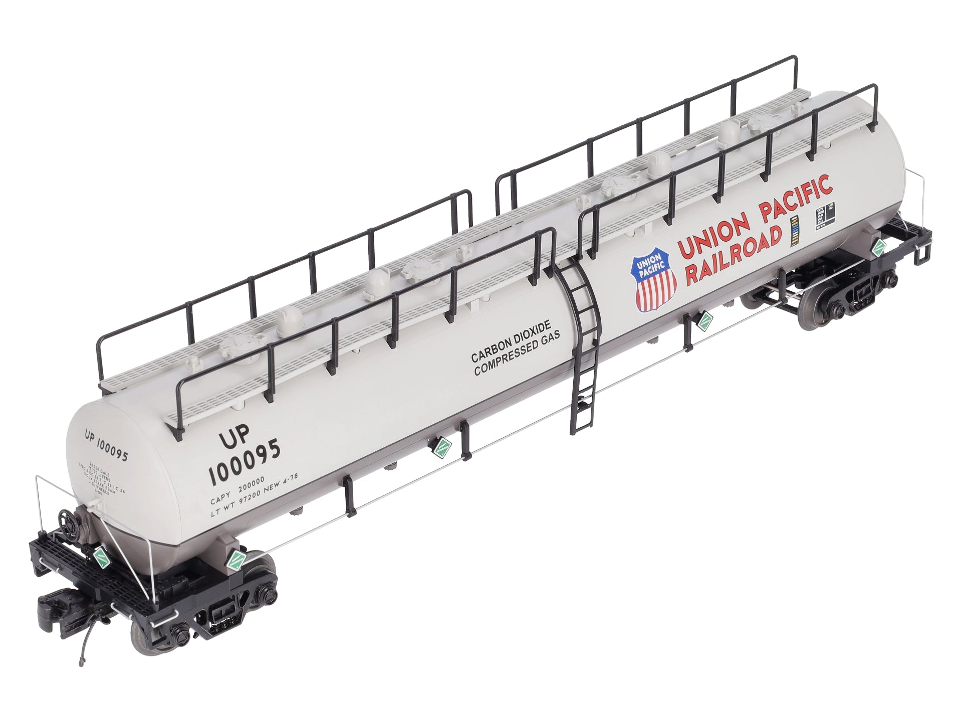 MTH 20-96205 O Gauge Union Pacific 20K Gallon 4-Compartment Tank Car #100095