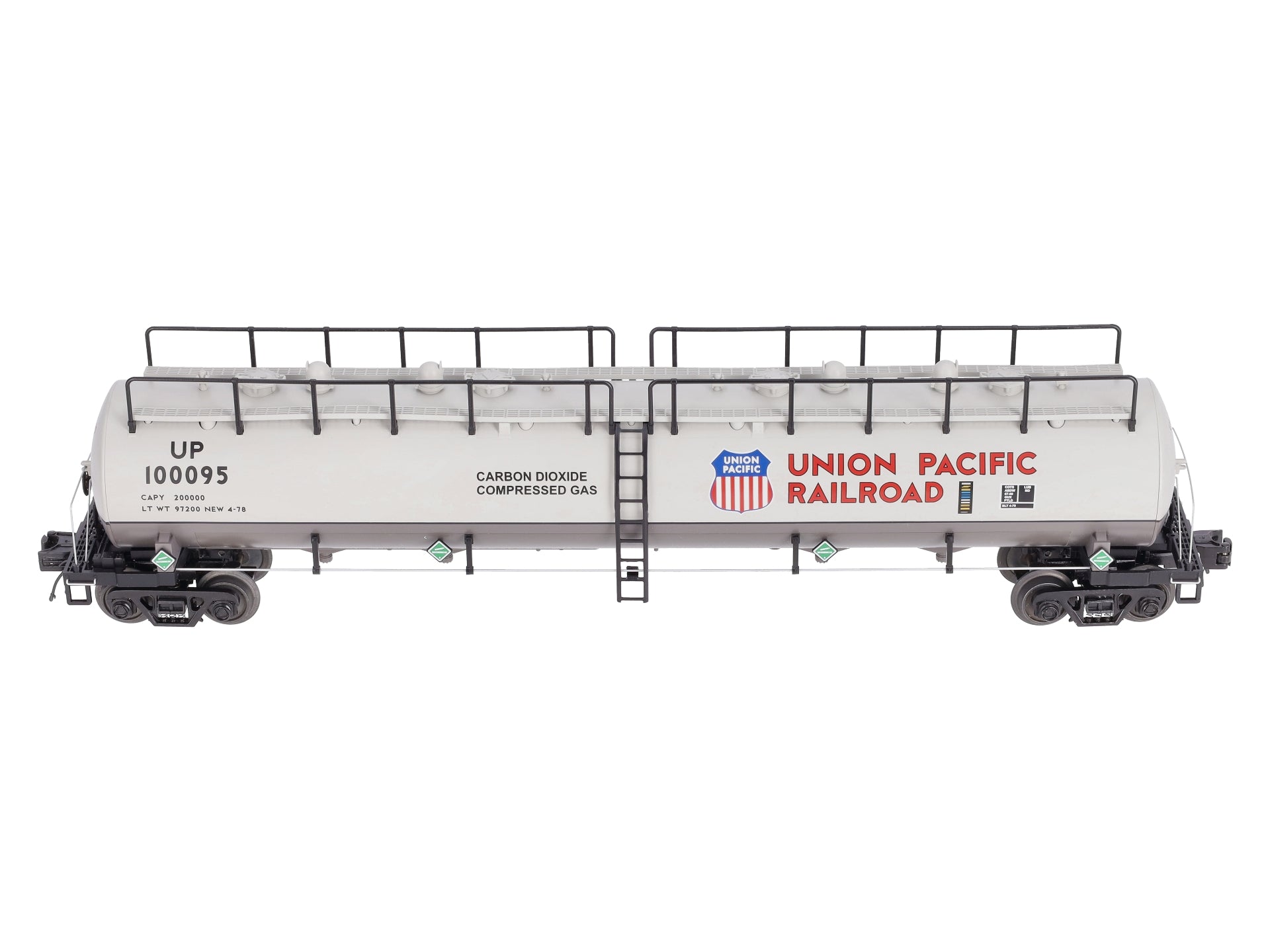 MTH 20-96205 O Gauge Union Pacific 20K Gallon 4-Compartment Tank Car #100095