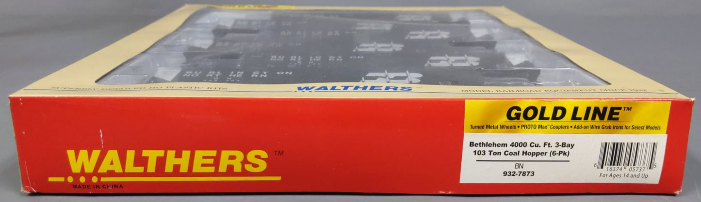 Walthers 932-7873 HO Scale Burlington Northern 3-Bay Coal Hopper (Set of 6) LN/Box