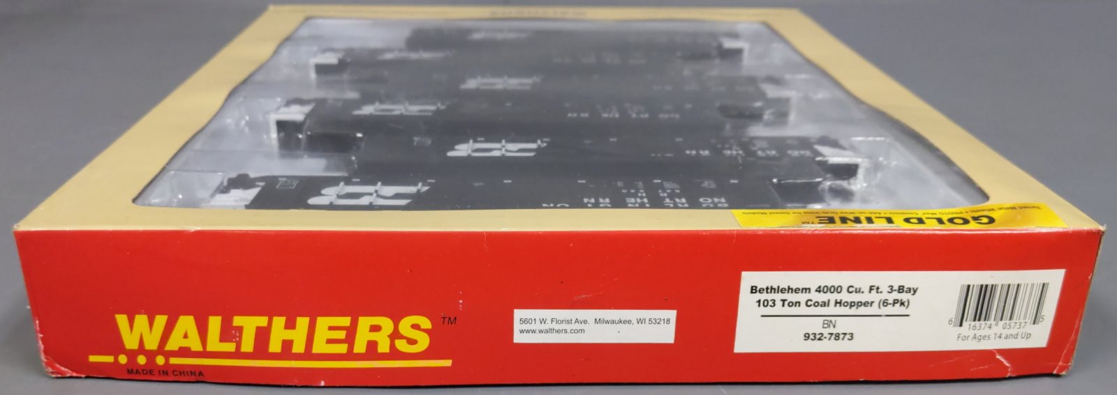Walthers 932-7873 HO Scale Burlington Northern 3-Bay Coal Hopper (Set of 6) LN/Box