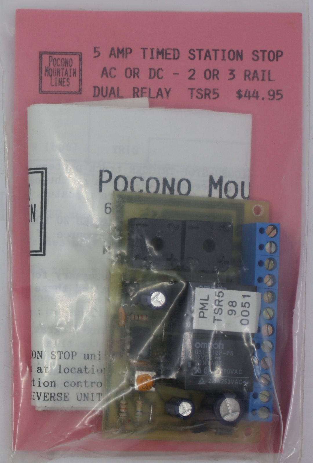 Pocono Mountain Lines TSR5 5-Amp Timed Station Stop AC or DC Relay